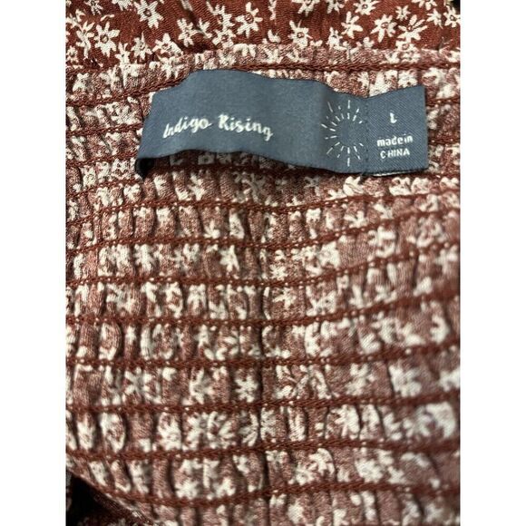 Juniors Large Cropped Top Long Sleeve Elastic Ruffled Top Rust indigo Rising - Picture 5 of 6